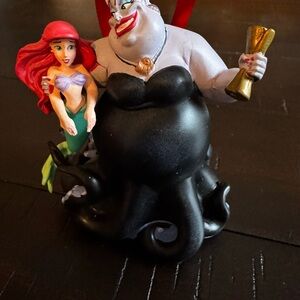 Disney Singing ornament Ariel and Ursula Figurine with Red and Gold Accents
